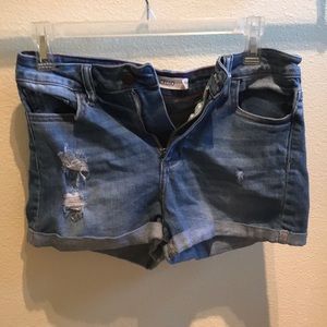 Ripped denim shorts